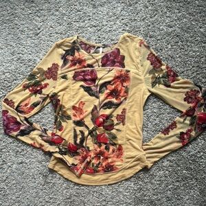 Free People Floral Long Sleeve Top